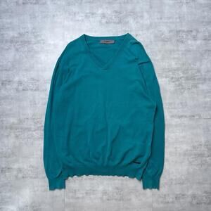 Y2K Givenchy 00s Blue V-neck knit sweater